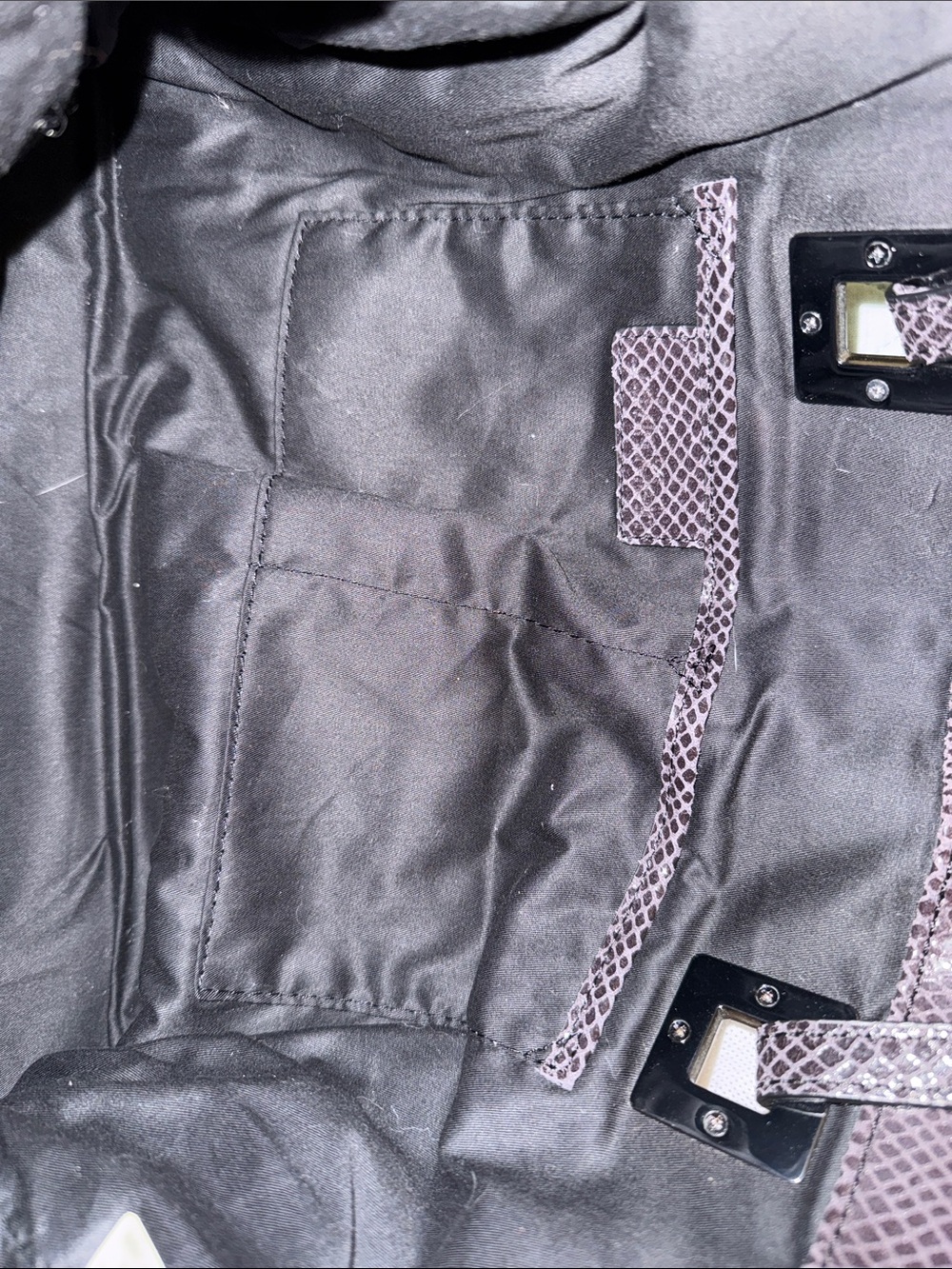 NWOT Calvin Klein Patent Snakeskin Textured Tote in Dark Plum - Picture 9 of 9